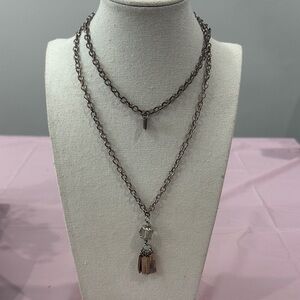 Elegant Silver Double-Layer Necklace with inspirational pendant
